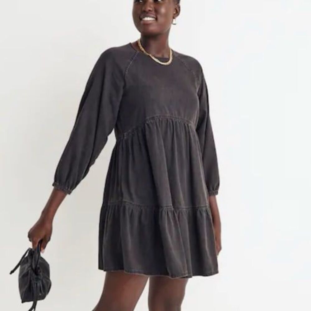 Madewell Denim Raglan-Sleeve Mini Dress in Lunar Wash